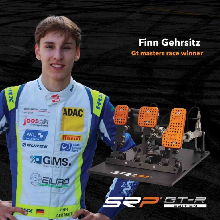 Young Talent Finn Gehrsitz with SRP SimRacing Pro Pneumatic Pedals and HandBrake