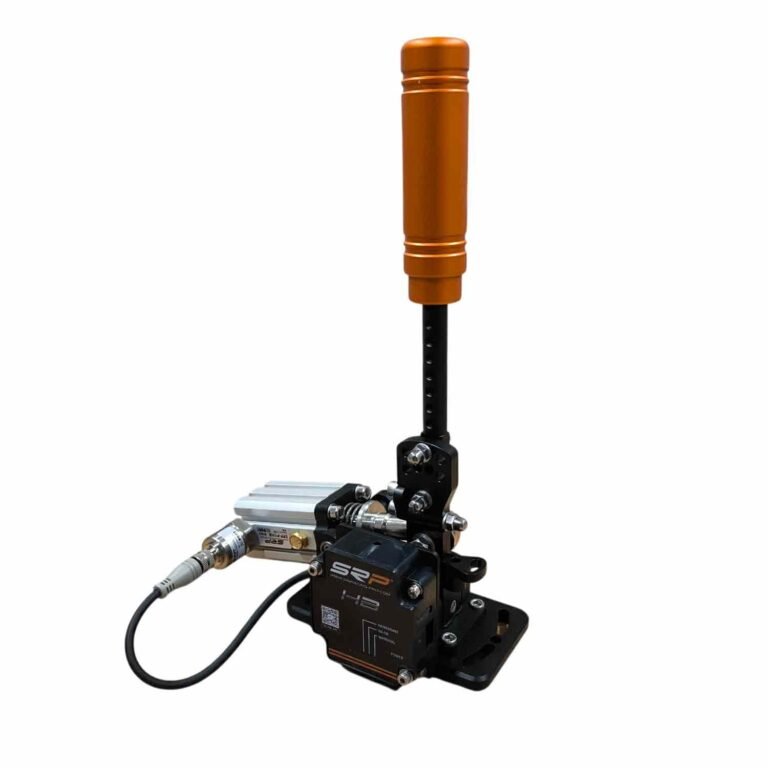 SRP HandBrake Mounted in Sim Racing Cockpit for Optimal Ergonomics