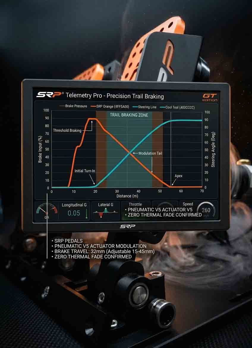 Trail braking telemetry in iRacing and ACC